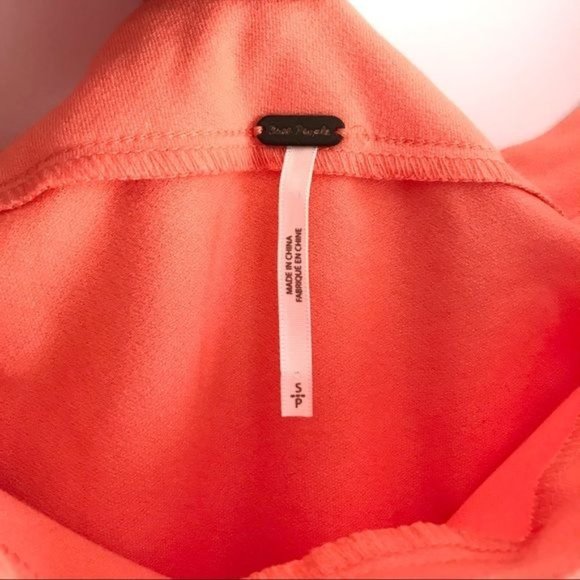 Free People Coral Rock With It Embroidered Puff Sleeve Off The Shoulder Top - Picture 6 of 6